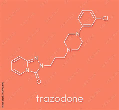 Trazodone antidepressant, hypnotic and anxiolytic drug molecule ...