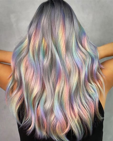 Platinum Blonde Locks with Rainbow Colors Tint Hidden Rainbow Hair, Pastel Rainbow Hair, Hair ...