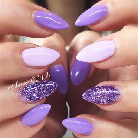 Among all the nail colors purple nails with glitter carry that special vibe that grants your ...