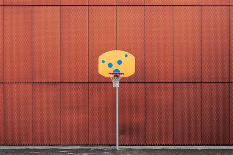 basketball, basketball court, sport, hoop, simple, orange, panels HD Wallpaper