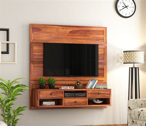 Snapple Wall Mount Tv Unit Honey Finish Online In India Wooden Street