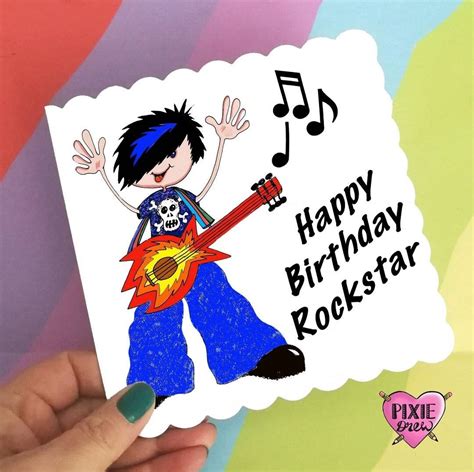 Rockstar Birthday Card Happy Birthday Rockstar Musicians | Etsy UK