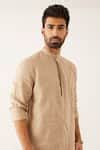 Buy Son of A Noble Snob Beige Fez Linen Textured Kurta Online | Aza Fashions