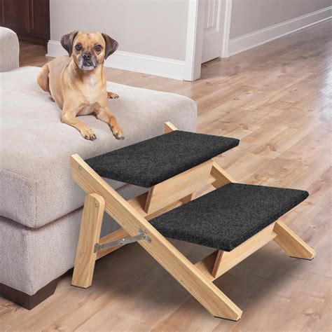 Dog Stairs/Dog Ramp with 2 Steps, Pet Stairs for High Bed,Foldable Pet ...