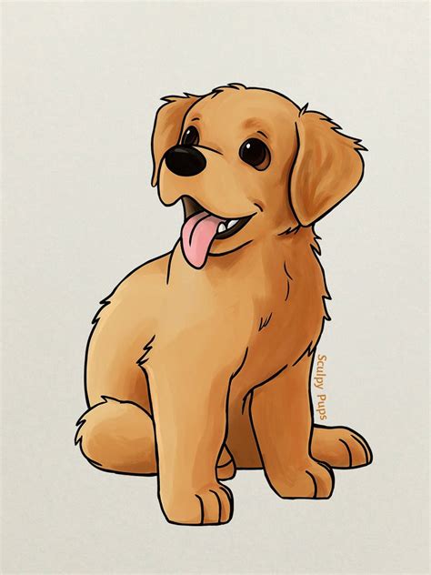 Golden Retriever puppy drawing by SculptedPups on DeviantArt