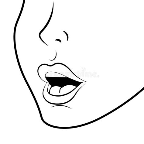 Face Profile with Lips Black and White Stock Vector - Illustration of style, beautiful: 149110234