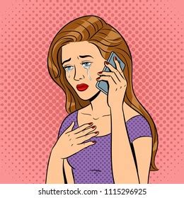 Crying Girl Phone Pop Art Retro Stock Illustration 1116557918 | Shutterstock
