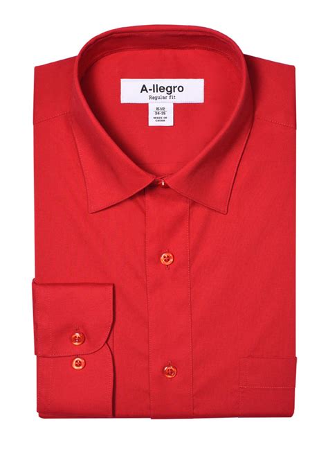 Men's Basic Regular Fit Cotton Dress Shirt In Red – SignatureMenswear