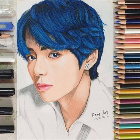 BTS V Colored pencil drawing by domsart09 on DeviantArt | Art drawings ...