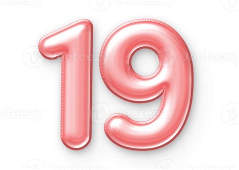 19 Number Balloon Pink 24652405 PNG