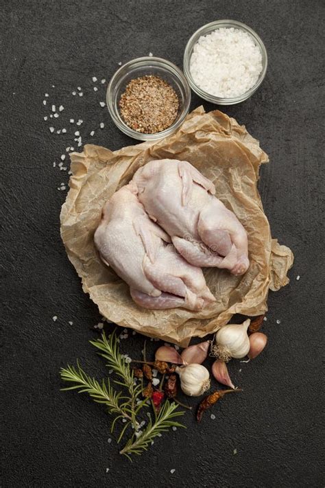 Raw Quail Meat on Kitchen, Cooking Gourmet Bird. Healthy Diet Recipe Stock Image - Image of ...