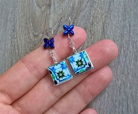 Portuguese Blue Tile Earrings Portugal Azulejos Small Drop - Etsy | Small drop earrings, Free ...