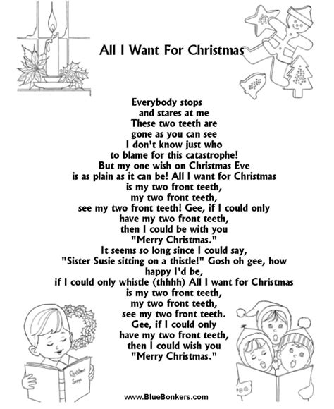 BlueBonkers: All I want for Christmas, Free Printable Christmas Carol Lyrics Sheets : Favorite ...