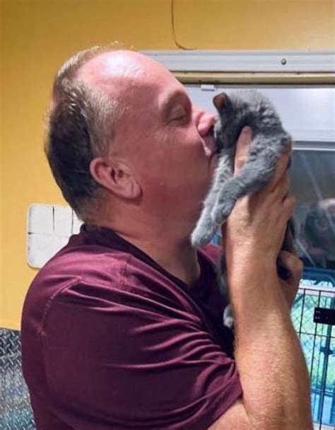 The shelter volunteer's heart melted and he adopted a tiny kitten who wouldn't stop meowing at him