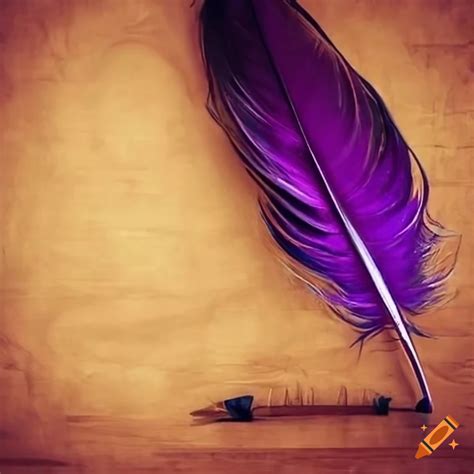 Purple feather writing on a scroll on Craiyon