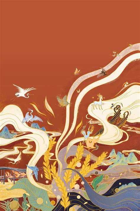 梦幻山河的中国风插画 on Behance | Chinese illustration, Illustration art ...