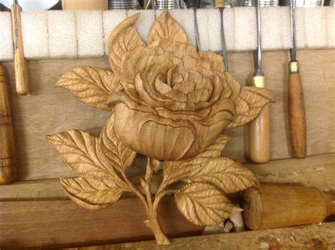 Lillyfee Wood Carving Studio: hand carved rose detail. Flower carving decorative detail ...