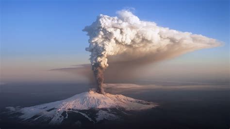 volcano, Smoke, Sky, Snow, Forest, Snowy Peak, Nature, Landscape, Mountain, Sicily, Italy, Etna ...