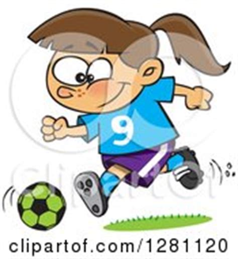 Royalty-Free (RF) Clip Art Illustration of a Cartoon Boy Kicking A Soccer Ball by toonaday #1047943