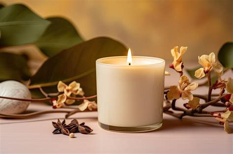 Premium AI Image | A candle that is lit with the leaves of the plant