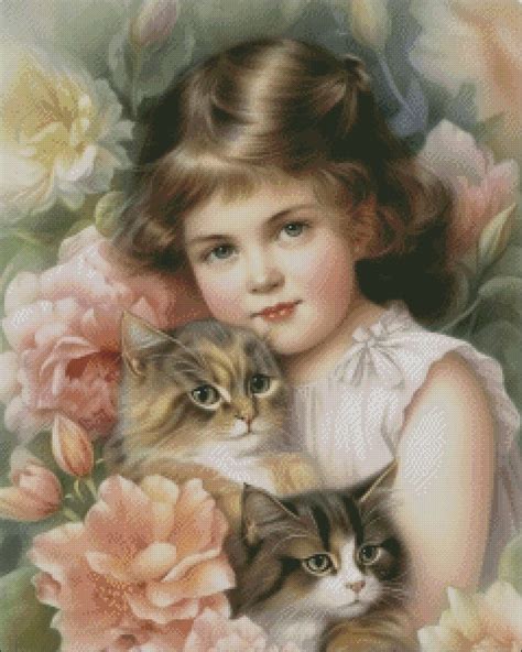 Her Feline Friends Counted Cross Stitch Patterns Printable Chart PDF Format Needlework ...