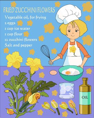 Nicole's Free Coloring Pages: Fried zucchini flowers * coloring recipe