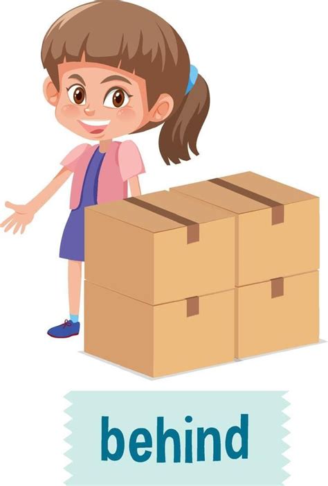 Preposition of place with cartoon girl and a box | Prepositions, Girl ...