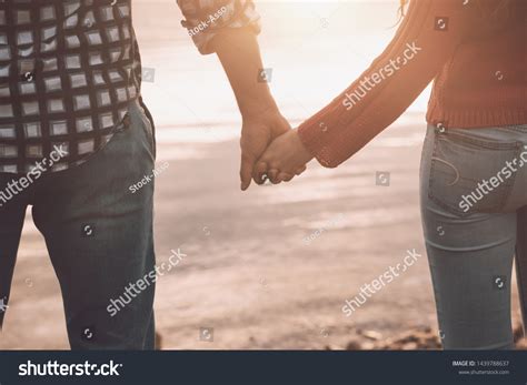 Romantic Young Loving Couple Holding Hands Stock Photo 1439788637 ...