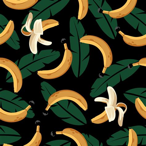 Banana Seamless Pattern with Leaves 475373 Vector Art at Vecteezy