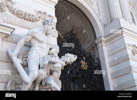 Statue of Hercules stealing the belt of Hippolyte at the Michaelerplatz ...