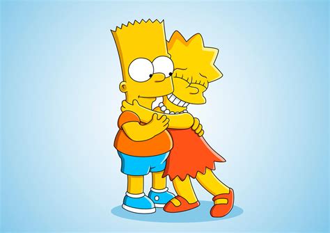 Lisa hugging Bart by alexchexes on DeviantArt