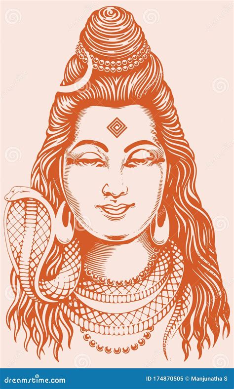 Drawing Or Sketch Of Lord Shiva Outline Vector Illustration. Design Element Of Shiv Text Mahadev ...