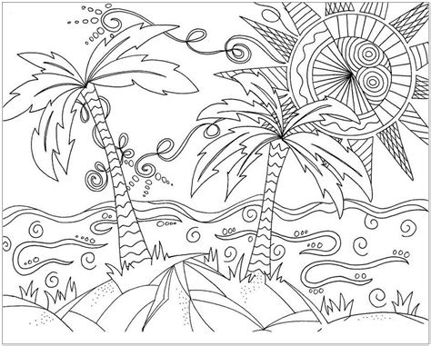 Beautiful Beach Coloring Page - Free Printable Coloring Pages for Kids