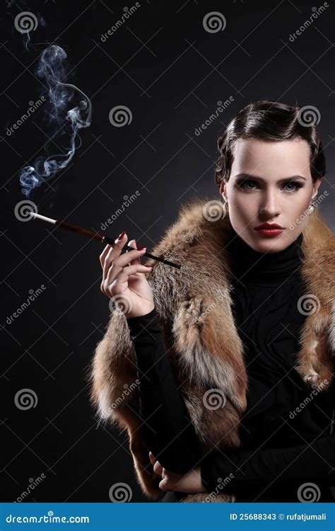 Woman with Cigarette in Vintage Image Stock Image - Image of beautiful, beauty: 25688343