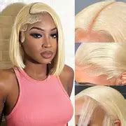 613 Honey Blonde Bob Wig Human Hair Hd Transparent 13x4 - Temu