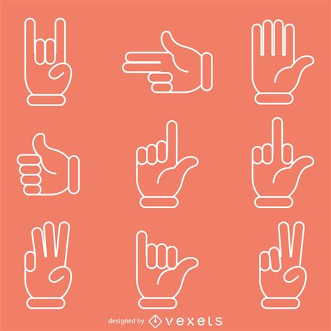 Flat Hand Signs Gestures Illustrations Vector Download