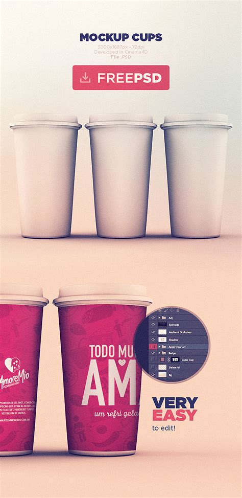 Free Cups Mockup Template - Dealjumbo