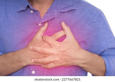 Hands Holding Chest Symptom Heart Attack Stock Photo 2277667821 ...