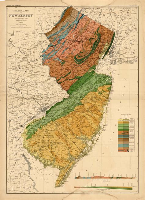 Geological Map of New Jersey - Art Source International