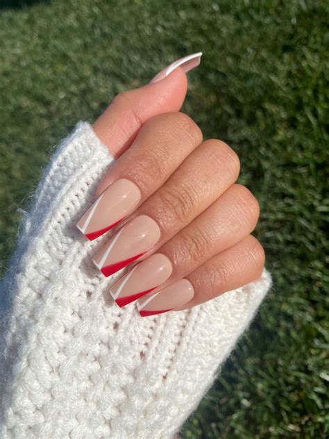 red nails with white tips - Power of a Thousand Whales