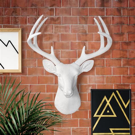 Wall Charmers Large White Faux Deer Head - 21 inch Faux Taxidermy ...