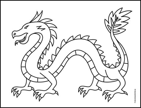 Easy How to Draw a Chinese Dragon Tutorial Video, Coloring Page