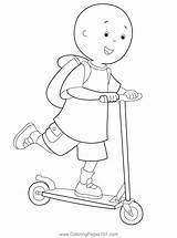 Caillou Playing With Mini Skate Scooter Coloring Page For Kids  Free sketch template