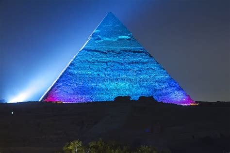 Great Pyramid of Giza Illuminated at Night, UNESCO World Heritage Site, Cairo, Egypt. Stock ...