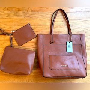 Steve Madden | Bags | Steve Madden Brown Leather Tote Bag 2 Matching ...