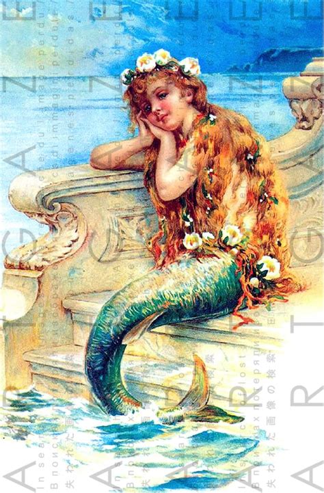 Adorable LITTLE MERMAID Victorian Illustration. Fairy Tale | Etsy