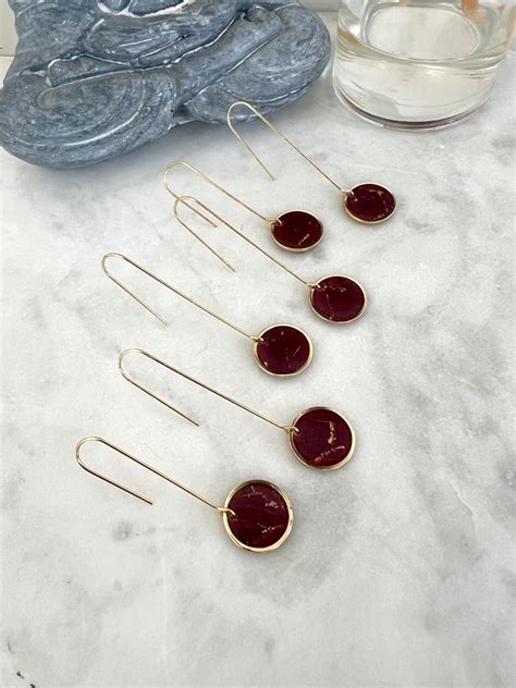 Garnet Circle Earrings by Camellia Design