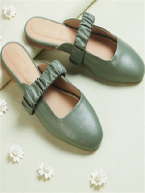 Buy CODE By Lifestyle Women Green Mules With Buckles Flats - Flats for ...