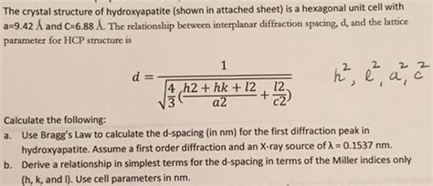 Solved The crystal structure of hydroxyapatite (shown in | Chegg.com