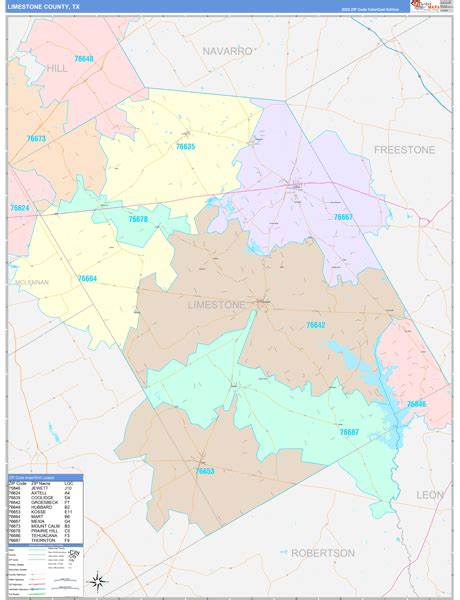 Limestone County, TX Wall Map Color Cast Style by MarketMAPS - MapSales